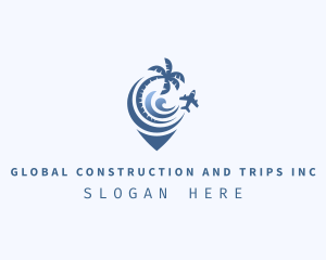 Plane Beach Wave Travel Logo