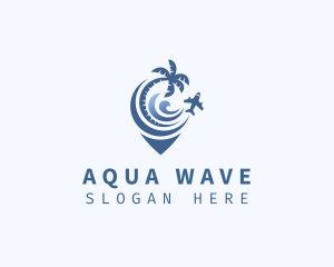 Plane Beach Wave Travel logo design