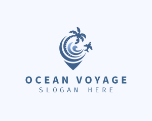 Plane Beach Wave Travel logo design