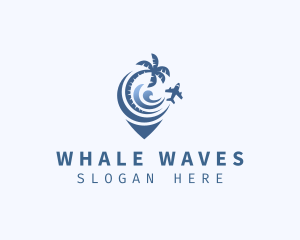 Plane Beach Wave Travel logo design