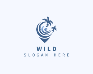 Ocean - Plane Beach Wave Travel logo design