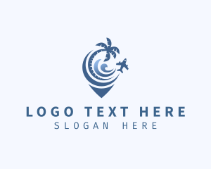 Coconut Tree - Plane Beach Wave Travel logo design