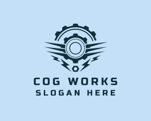 Mechanic Lightning Cog  logo design