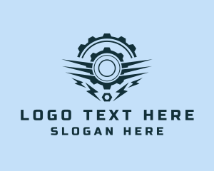 Worker - Mechanic Lightning Cog logo design