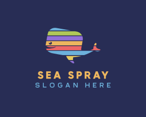 Whale Animal Stripes logo design