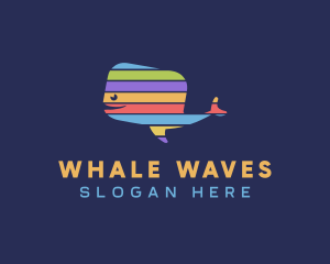 Whale Animal Stripes logo design