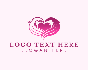 3d Style - Wings Love Heart logo design