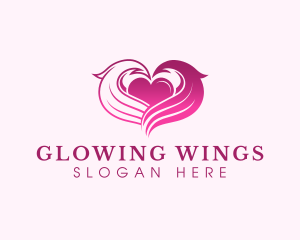 Wings Love Heart logo design