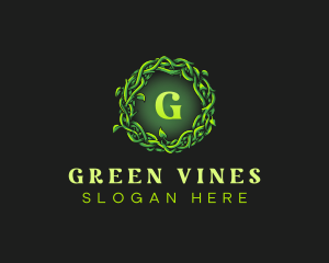 Vine Wreath Leaves logo design