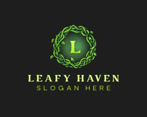 Vine Wreath Leaves logo design