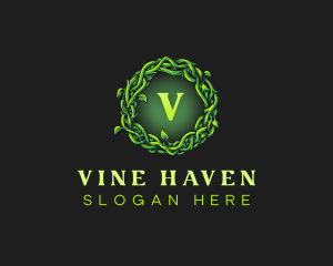 Vine Wreath Leaves logo design