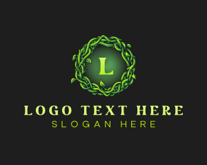Aesthetic - Vine Wreath Leaves logo design