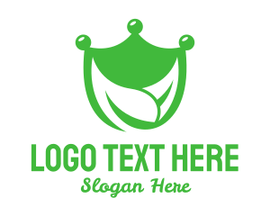 Monarchy - Green Crown Shield Leaf logo design