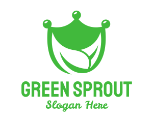 Green Crown Shield Leaf logo design