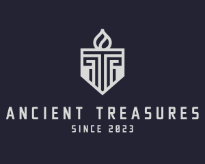 Pillar Torch Shield logo design