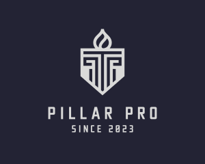 Pillar Torch Shield logo design