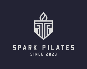 Foundation - Pillar Torch Shield logo design