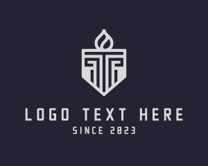 Liberty - Pillar Torch Shield logo design