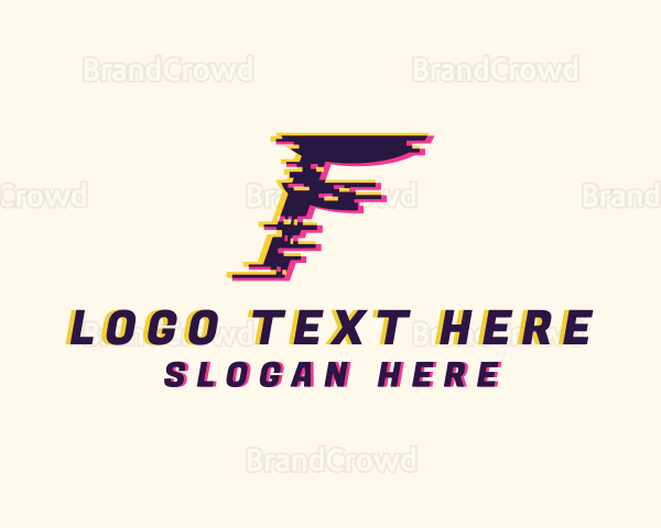 Pixel Glitch Letter F Logo