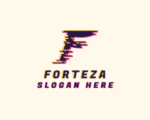 Pixel Glitch Letter F logo design