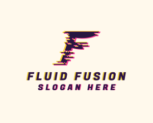 Pixel Glitch Letter F logo design