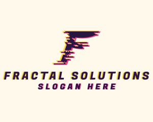 Pixel Glitch Letter F logo design