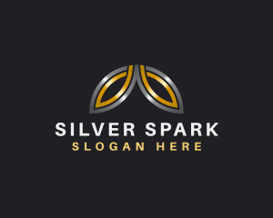 Silver Gold Metallic Leaf logo design