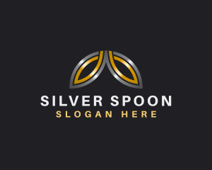 Silver Gold Metallic Leaf logo design