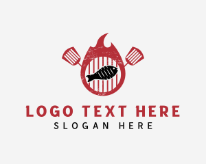 Spatula - Hot Fish Grill logo design