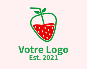 Snack - Strawberry Fruit Juice logo design
