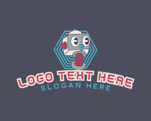 Droid - Retro Robot Tech logo design