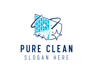 Brick Wall Pressure Washer Cleaning logo design