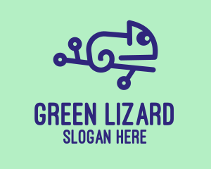 Iguana - Digital Blue Chameleon logo design