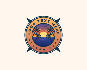 Sand Beach - Summer Ocean Beach logo design