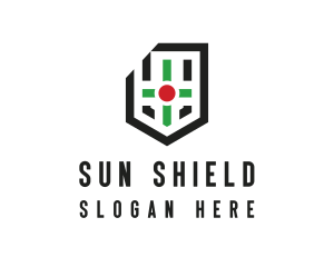 Modern Cross Shield logo design