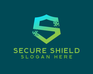 Antivirus - Pixel Tech Cyber Shield Letter S logo design