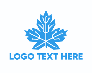 IT Service - Circuit Maple Leaf logo design