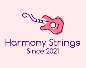 Strings - Electric Guitar Outline logo design