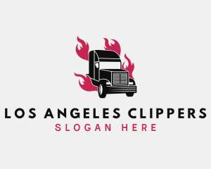 Freight - Truck Flame Courier logo design