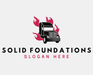 Transportation - Truck Flame Courier logo design