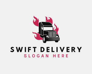 Truck Flame Courier logo design