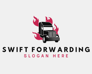 Truck Flame Courier logo design