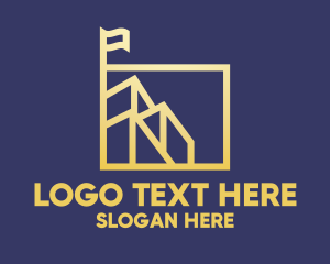Deluxe - Gold Building Flag Square logo design