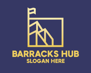 Barracks - Gold Building Flag Square logo design