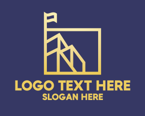 Line - Gold Building Flag Square logo design