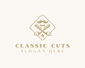 Comb Scissor Barbering logo design