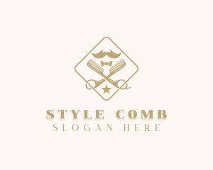 Comb Scissor Barbering logo design