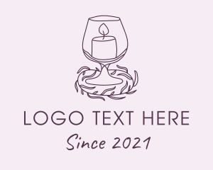 Commemoration - Purple Wine Glass Candle logo design