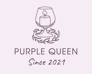 Purple Wine Glass Candle  logo design