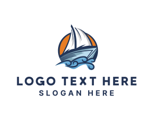 Boating - Boat Ocean Waves logo design